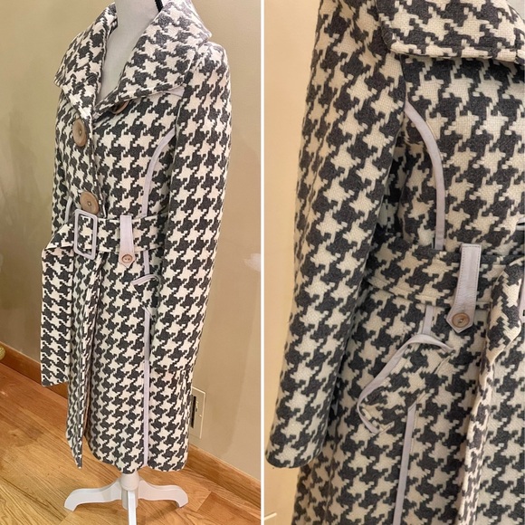 Women's blended wool/leather belted coat - Picture 7 of 15